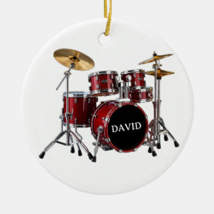 Drummer Rood Drumstel Op Maat Gemaakte Naam Orname Keramisch Ornament