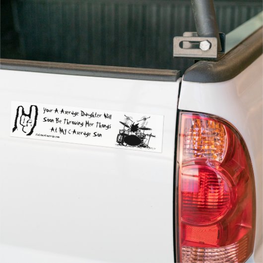 Drummer, rots op wit, je gemiddelde dochter... bumpersticker (Op Truck)