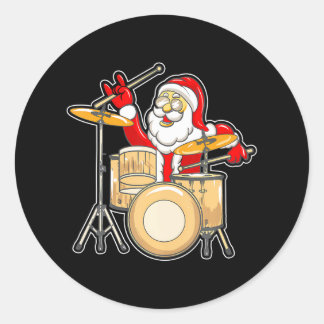 Drummer Santa Funny kerstkerstkerstkerstkerstschil Ronde Sticker