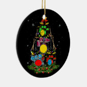 Drummer Santa kerstcadeau drummer Keramisch Ornament (Rechts)
