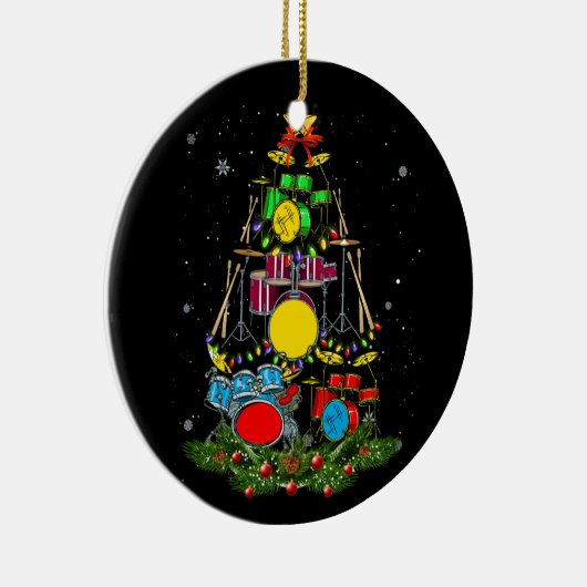 Drummer Santa kerstcadeau drummer Keramisch Ornament (Rechts)