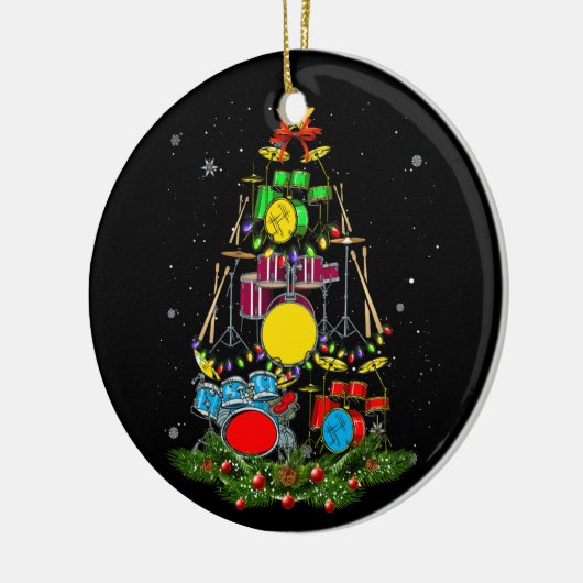 Drummer Santa kerstcadeau drummer Keramisch Ornament (Links)