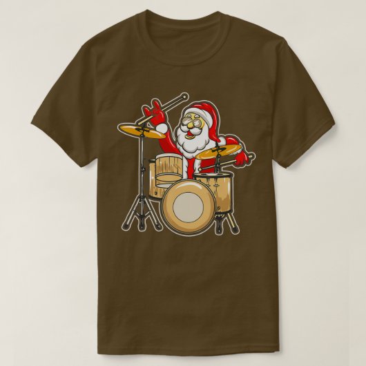 Drummer Santa Kerstkerstkerstkerstschilders T-shirt (Design voorkant)