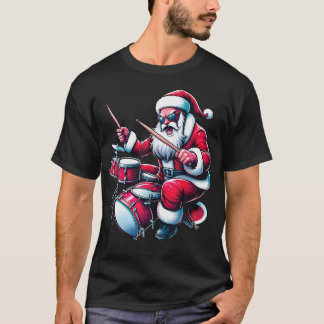 Drummer Santa Playing Drums Xmas Funny Christmas D T-shirt