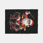 Drummer Santa speelt drums Funny Christmas Drumme Fleece Deken (Voorkant (Horizontaal))