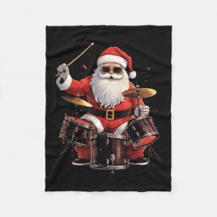 Drummer Santa speelt drums Funny Christmas Drumme Fleece Deken