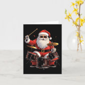 Drummer Santa speelt drums Funny Christmas Drumme Kaart (Gele Bloem)