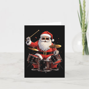 Drummer Santa speelt drums Funny Christmas Drumme Kaart