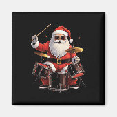 Drummer Santa speelt drums Funny Christmas Drumme Magneet (Voorkant)