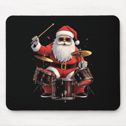 Drummer Santa speelt drums Funny Christmas Drumme Muismat (Voorkant)