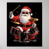Drummer Santa speelt drums Funny Christmas Drumme Poster (Voorkant)