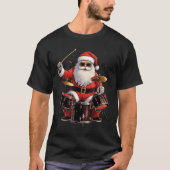 Drummer Santa speelt drums Funny Christmas Drumme T-shirt (Voorkant)