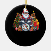 Drummer Santa Spelen Drums Kerstmis Drummen San Keramisch Ornament (Voorkant)