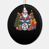 Drummer Santa Spelen Drums Kerstmis Drummen San Keramisch Ornament (Links)