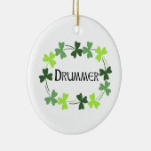 Drummer Shamrock Oval Keramisch Ornament (Rechts)