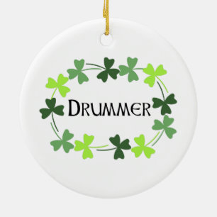 Drummer Shamrock Oval Keramisch Ornament