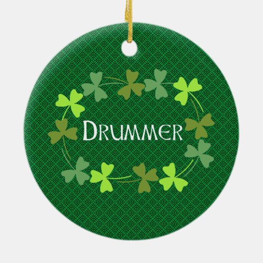 Drummer Shamrock Oval Keramisch Ornament (Achterkant)