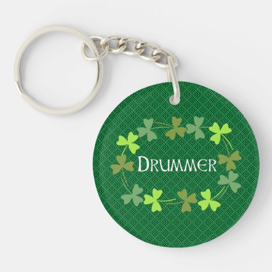 Drummer Shamrock Oval Sleutelhanger (Voorkant)