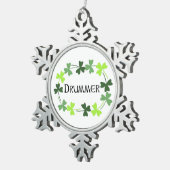 Drummer Shamrock Oval Tin Sneeuwvlok Ornament (Rechts)