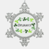 Drummer Shamrock Oval Tin Sneeuwvlok Ornament (Voorkant)