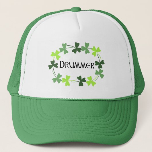 Drummer Shamrock Oval Trucker Pet (Voorkant)