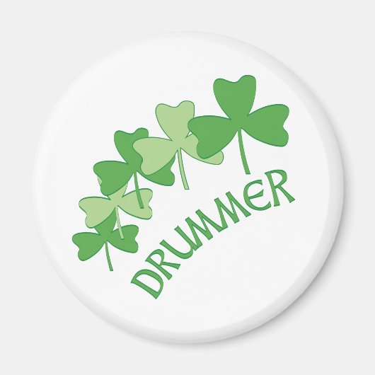 Drummer Shamrocks geschetst Magneet (Voorkant)
