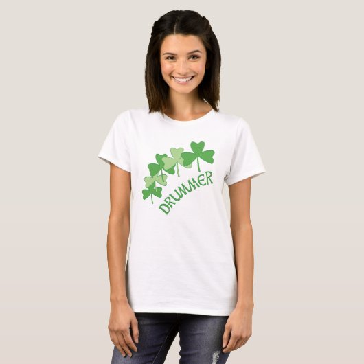 Drummer Shamrocks geschetst T-shirt (Voorkant volledig)