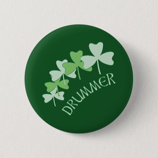 Drummer Shamrocks omlijnd groen Ronde Button 5,7 Cm (Voorkant)