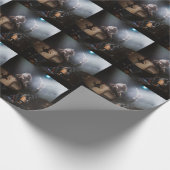 Drummer silhouet, donker podium setting cadeaupapier (Hoek)