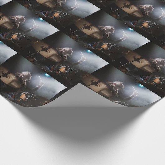 Drummer silhouet, donker podium setting cadeaupapier (Hoek)