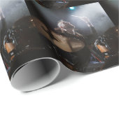 Drummer silhouet, donker podium setting cadeaupapier (Rol Hoek)