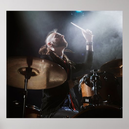 Drummer silhouet, donker podium setting poster (Voorkant)