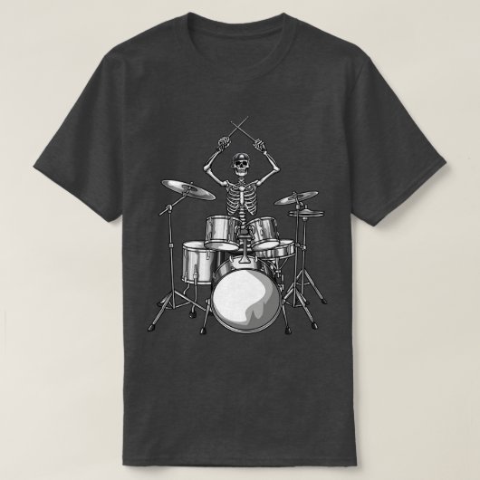 Drummer Skeleton Drumming T-shirt (Design voorkant)
