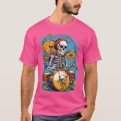 Drummer Skeleton Spelen Drums voor Halloween Graph T-shirt (Voorkant)
