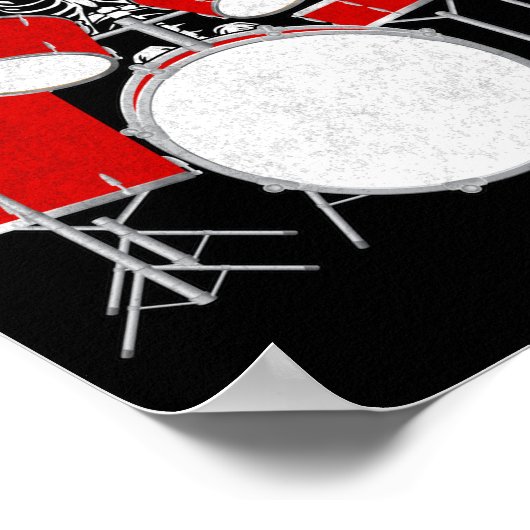 Drummer Skeletton Drummer Musician Drumsticks Poster (Hoek)