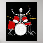 Drummer Skeletton Drummer Musician Drumsticks Poster (Voorkant)