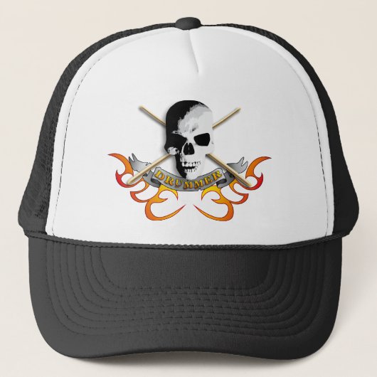 Drummer skull C Trucker Pet (Voorkant)