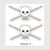 Drummer Skull en Crossed Drum Sticks Muzikant Sticker (Vel)