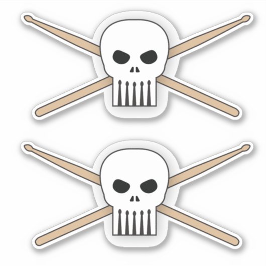 Drummer Skull en Crossed Drum Sticks Muzikant Sticker (Voorkant)