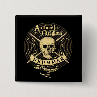 DRUMMER Skull Snare Drum Drumsticks Drumming Butto Vierkante Button 5,1 Cm