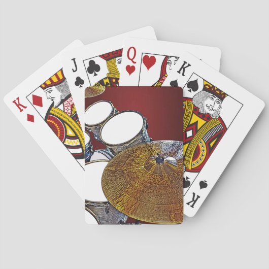 Drummer Snare Drum Kit Cymbals Percussie Drumming Pokerkaarten (Achterkant)