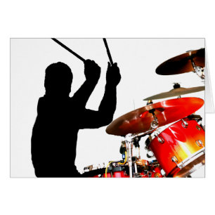 Drummer steekt in echte luchtschaduwdrums