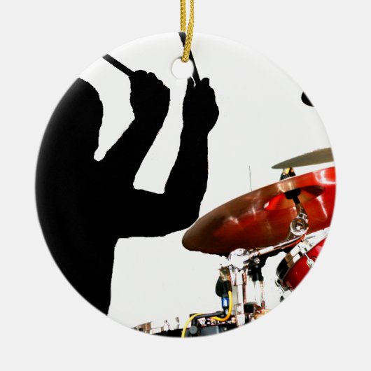 Drummer steekt in echte luchtschaduwdrums keramisch ornament (Voorkant)