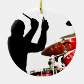 Drummer steekt in echte luchtschaduwdrums keramisch ornament (Achterkant)