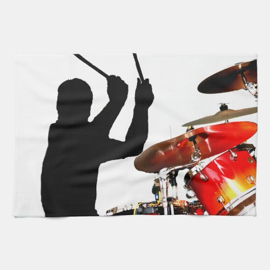 Drummer steekt in echte luchtschaduwdrums theedoek (Horizontaal)