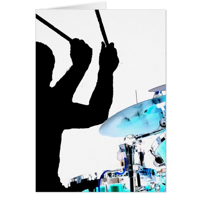 Drummer steekt in luchtschaduwblauwe invertdrums (Voorkant)
