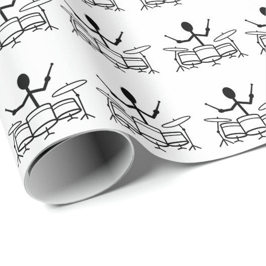 Drummer Stick Figuur Cadeaupapier (Rol Hoek)