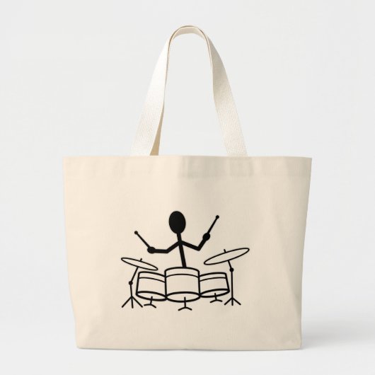 Drummer Stick Figuur Grote Tote Bag (Voorkant)