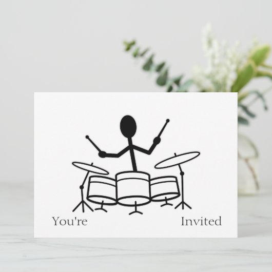 Drummer Stick Figuur Kaart (Staand voorkant)