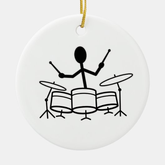 Drummer Stick Figuur Keramisch Ornament (Voorkant)